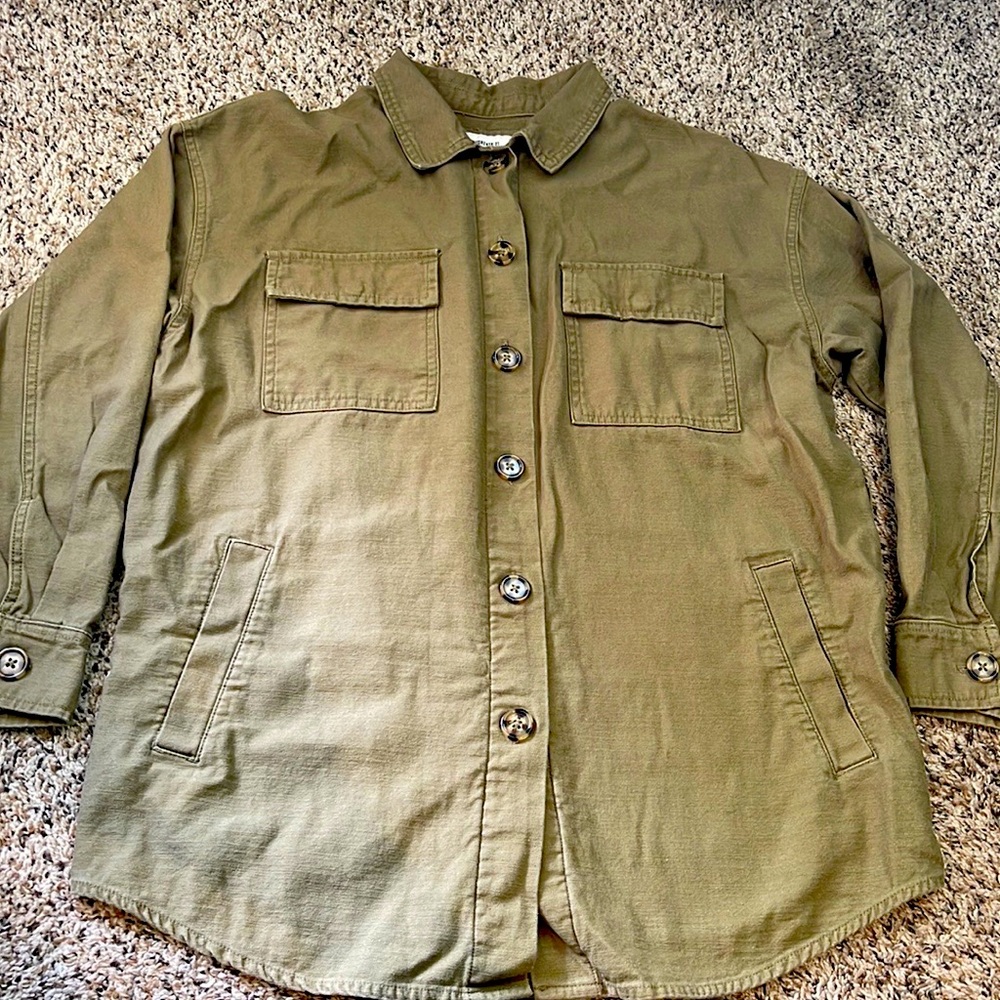Forever 21 oversized olive green button down jacket